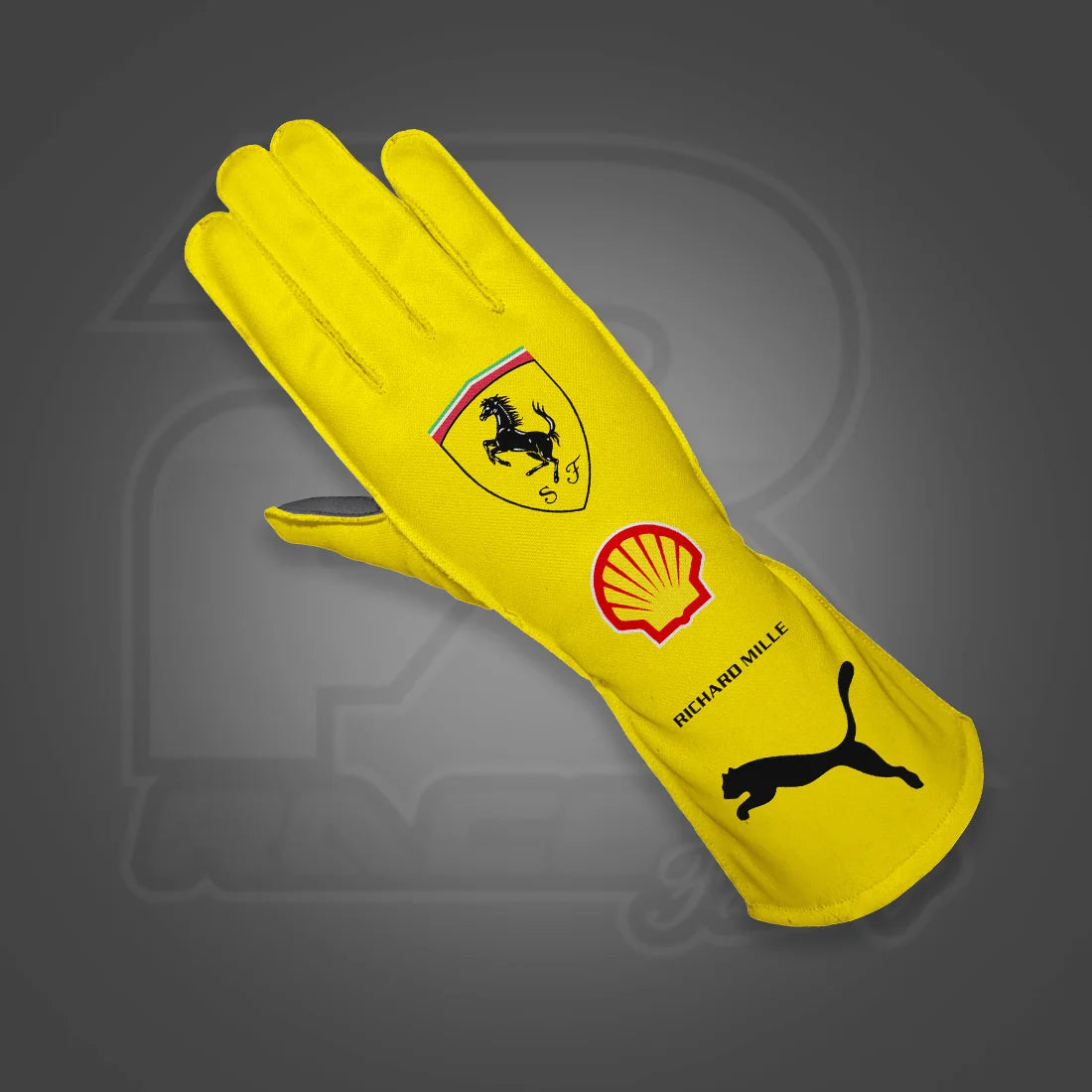 Yellow Ferrari Racing Gloves Replica – High-Grip Karting & Sim Racing
