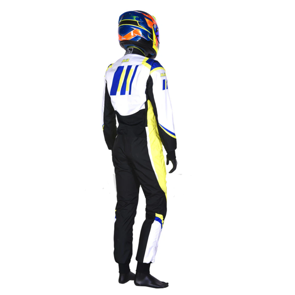 2019 Compkart inspired Fluorescent Neon Yellow and Black professional kart racing suit - Racers Factory back