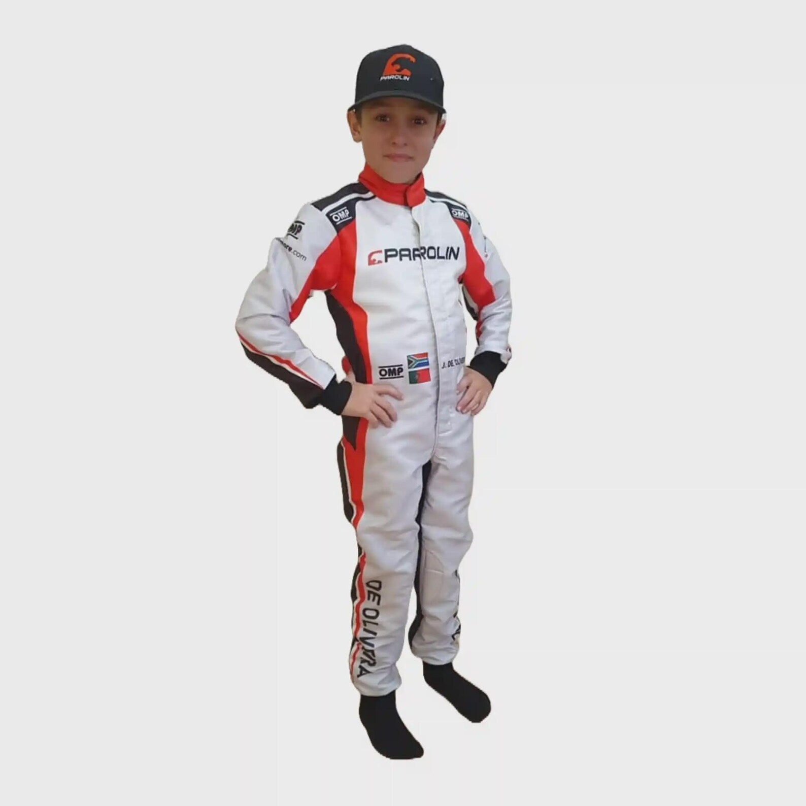 2021 Parolin inspired Deep Wine Red and White professional kart racing suit - Racers Factory