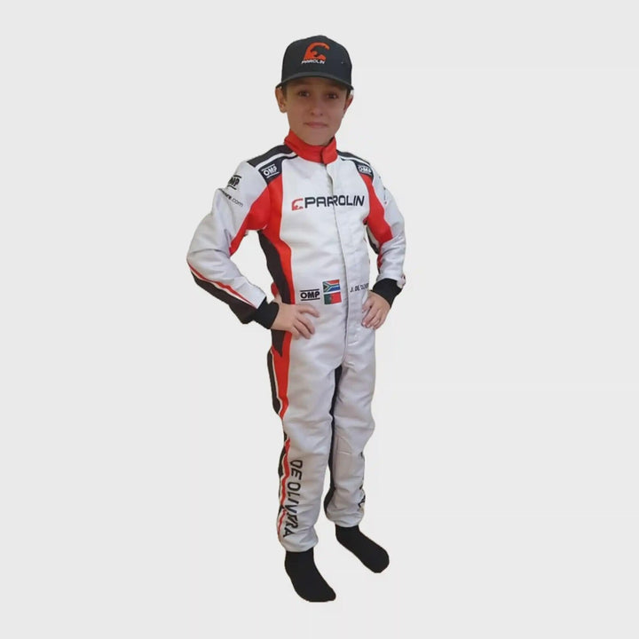 2021 Parolin inspired Deep Wine Red and White professional kart racing suit - Racers Factory