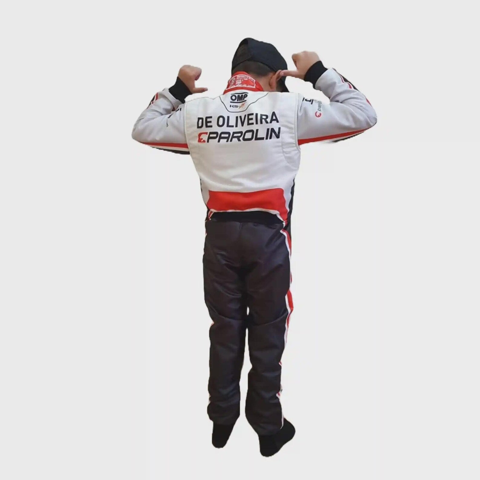 2021 Parolin inspired Deep Wine Red and White professional kart racing suit - Racers Factory back