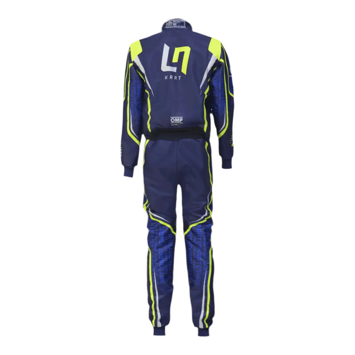 2022 LN Kart inspired Fluorescent Yellow and Navy Blue professional kart racing suit - Racers Factory b