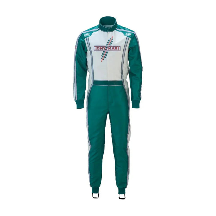 2022 Tony Kart inspired Green and White professional kart racing suit - Racers Factory