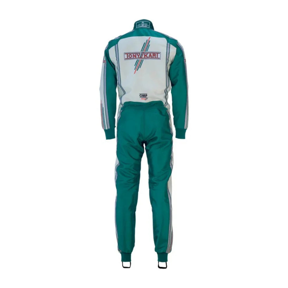 2022 Tony Kart inspired Green and White professional kart racing suit - Racers Factory back