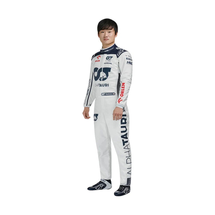2023 Yuki Tsunoda AlphaTauri replica Navy Blue and White professional kart racing suit - Racers Factory