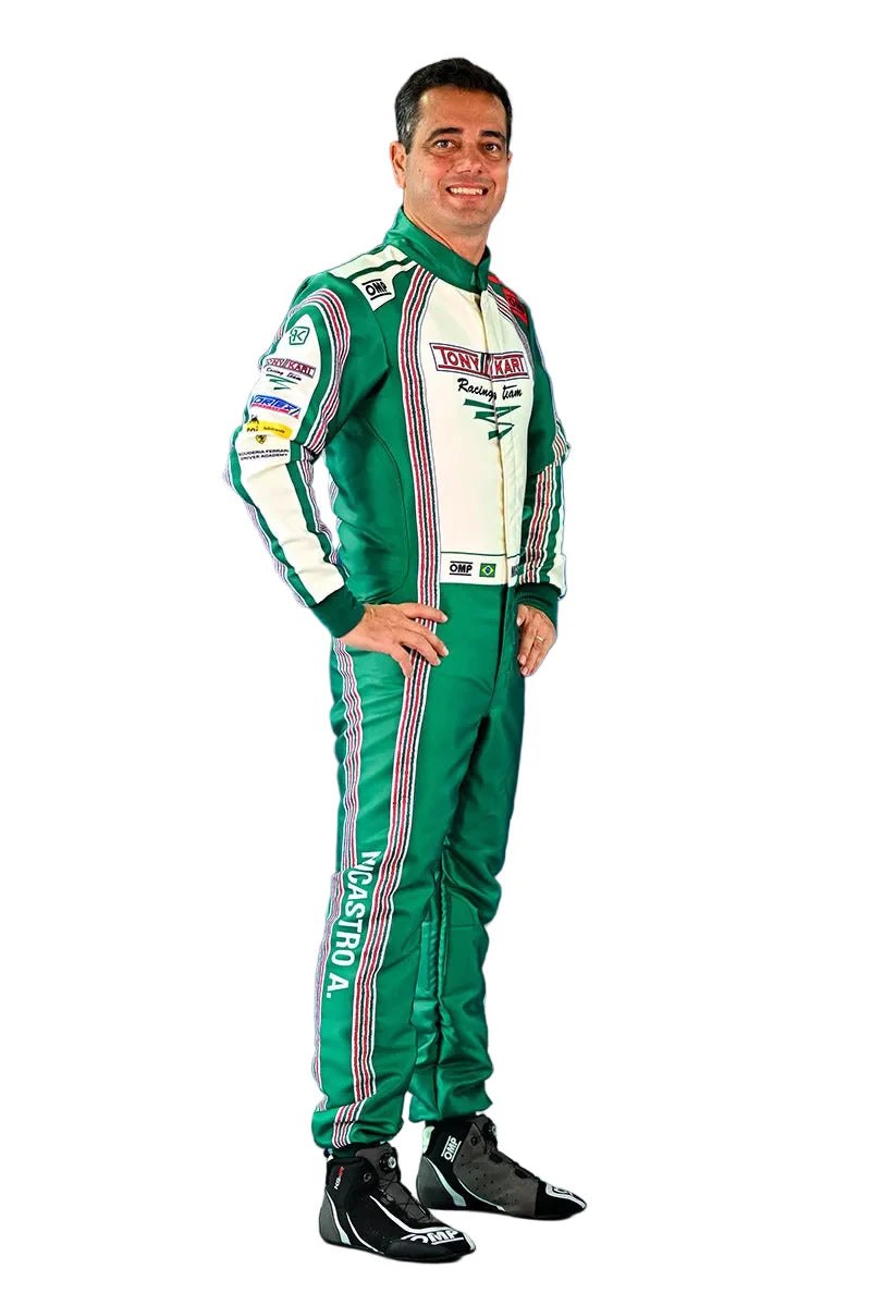 2024 Tony Kart inspired Green and White professional kart racing suit - Racers Factory side 2