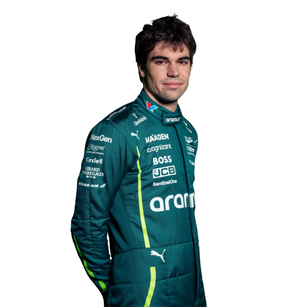 2025 Lance Stroll replica Aston Martin F1 Team British Racing Green and Lime professional kart racing suit - Racers Factory S HALF