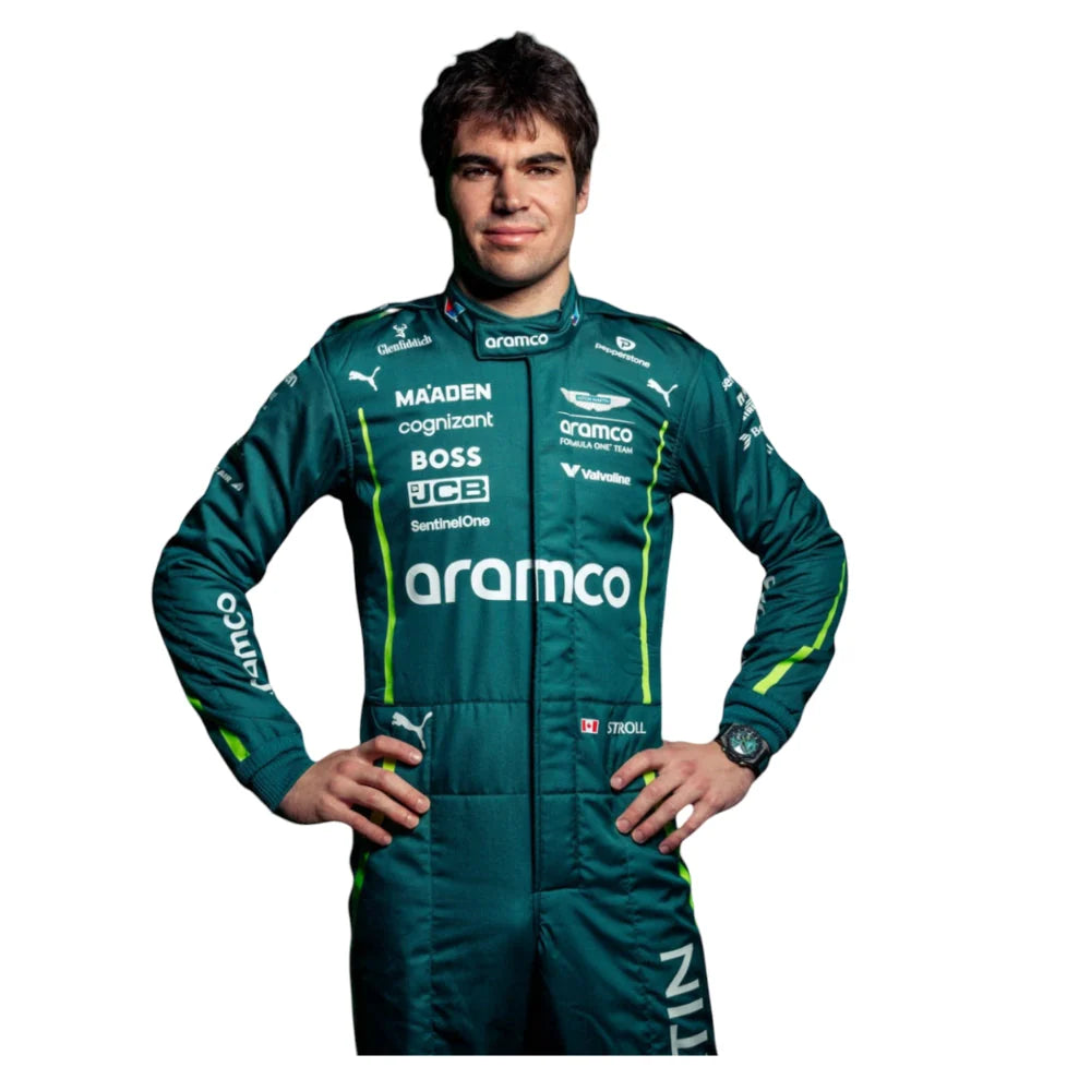 2025 Lance Stroll replica Aston Martin F1 Team British Racing Green and Lime professional kart racing suit - Racers Factory half