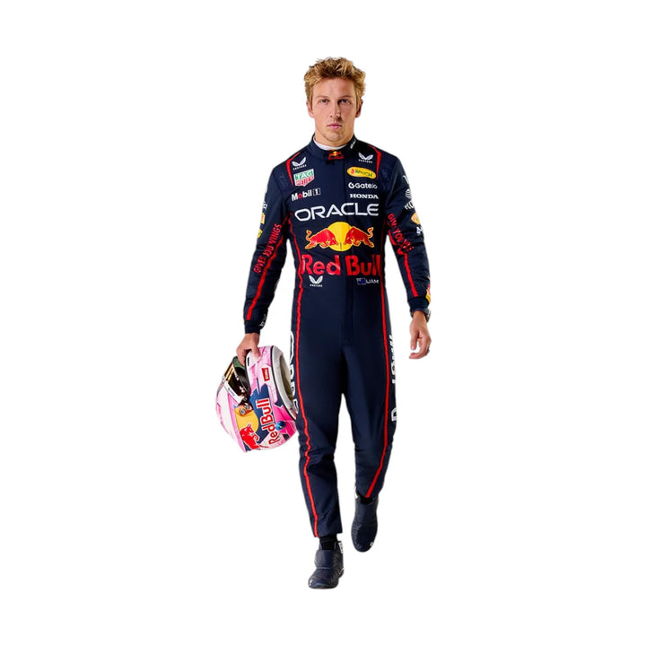 2025LiamLawsonreplicaRedBullRacingNavyBlueandYellowprofessionalkartracingsuit-RacersFactory