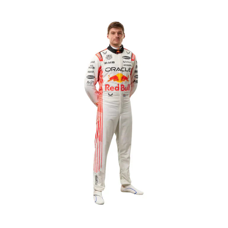 2025 Max Verstappen Japanese GP special edition White and Red professional kart racing suit - Racers Factory f side