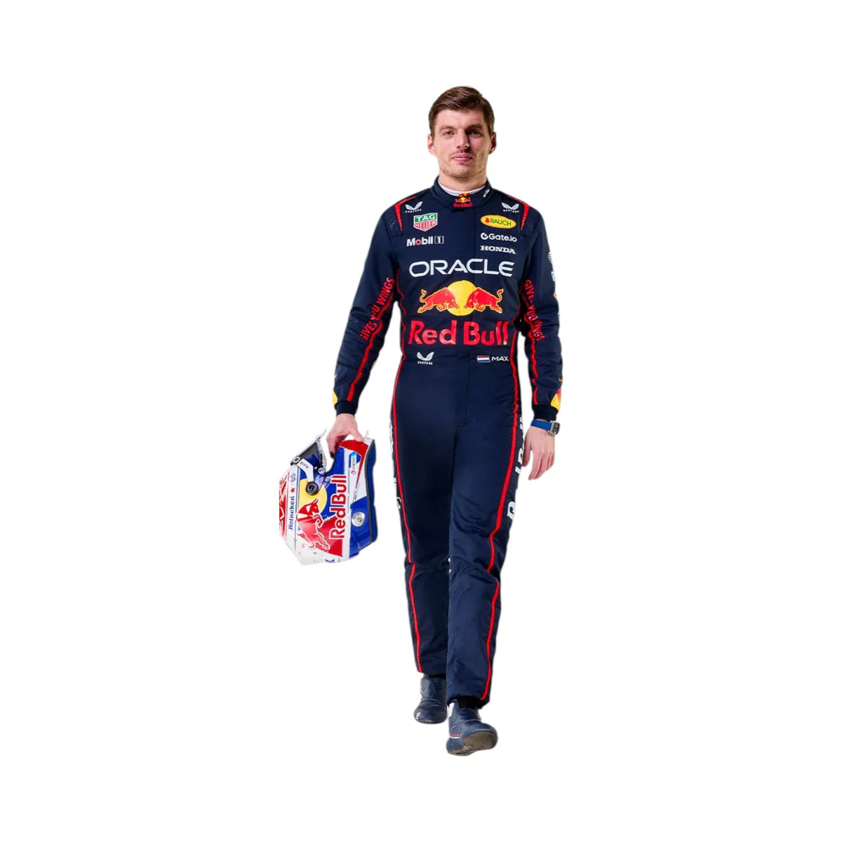 2025 Max Verstappen replica Red Bull Racing Navy Blue and Yellow professional kart racing suit - Racers Factory walking