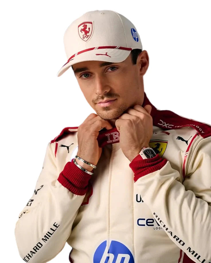 2026 Charles Leclerc Monaco GP replica Pristine White and Crimson Red professional kart racing suit - Racers Factory 5