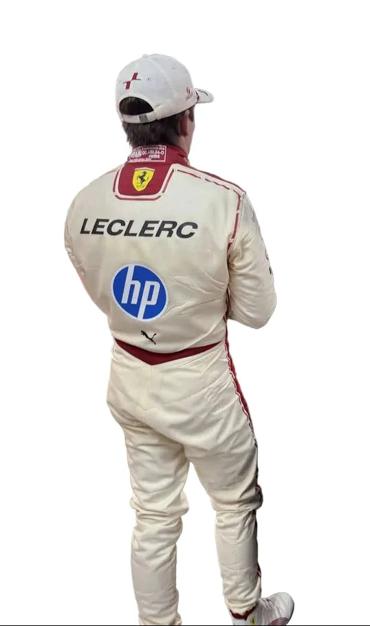 2026 Charles Leclerc Monaco GP replica Pristine White and Crimson Red professional kart racing suit - Racers Factory 6