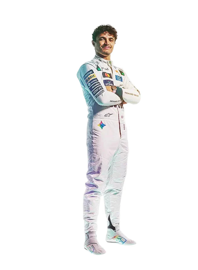 2026 Lando Norris and Oscar Piastri Special White Heritage British GP Papaya professional kart racing suit - Racers Factory 3