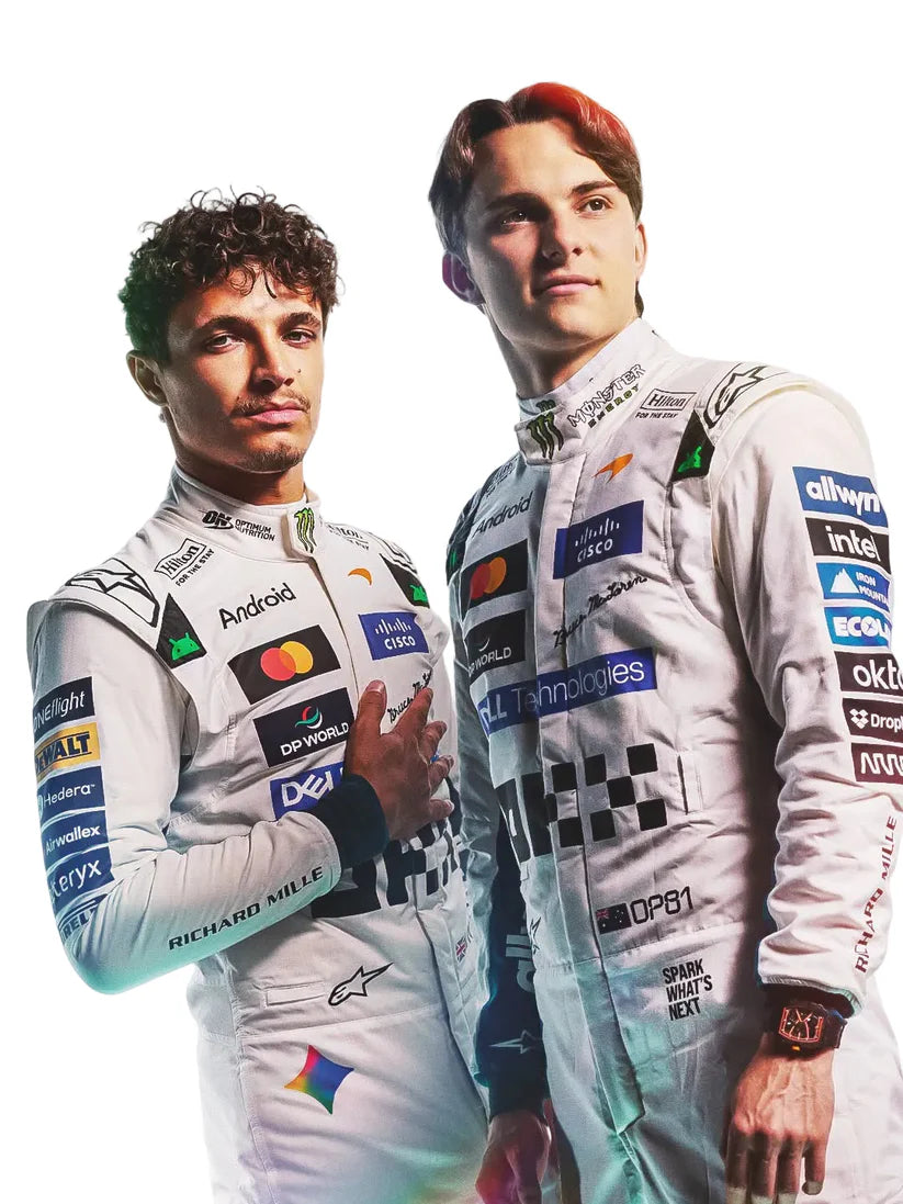 2026 Lando Norris and Oscar Piastri Special White Heritage British GP Papaya professional kart racing suit - Racers Factory 4