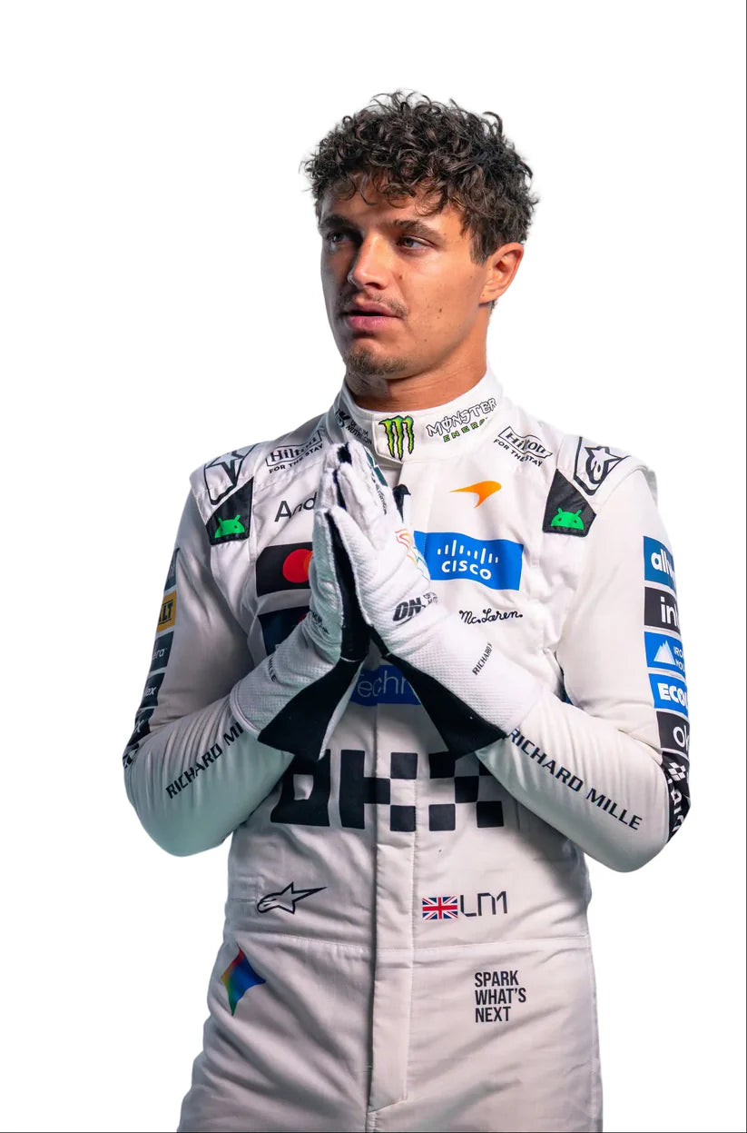 2026 Lando Norris and Oscar Piastri Special White Heritage British GP Papaya professional kart racing suit - Racers Factory 5