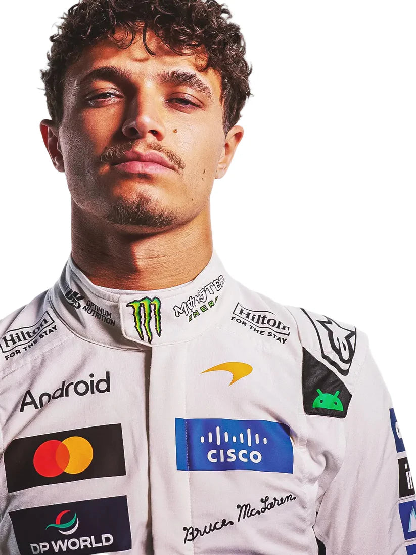2026 Lando Norris and Oscar Piastri Special White Heritage British GP Papaya professional kart racing suit - Racers Factory 7