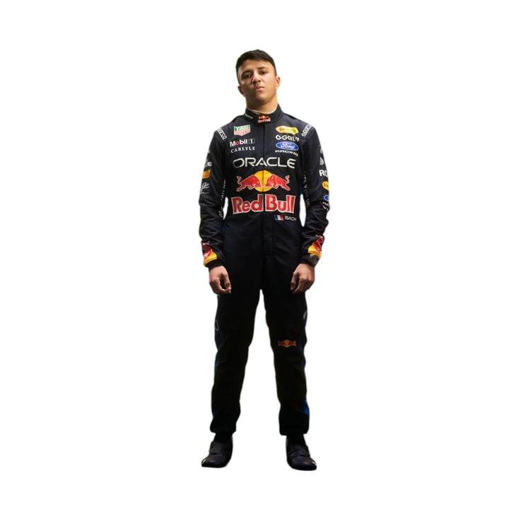 2026 Red Bull Racing Isack Hadjar replica Navy Blue and Yellow professional kart racing suit - Racers Factory