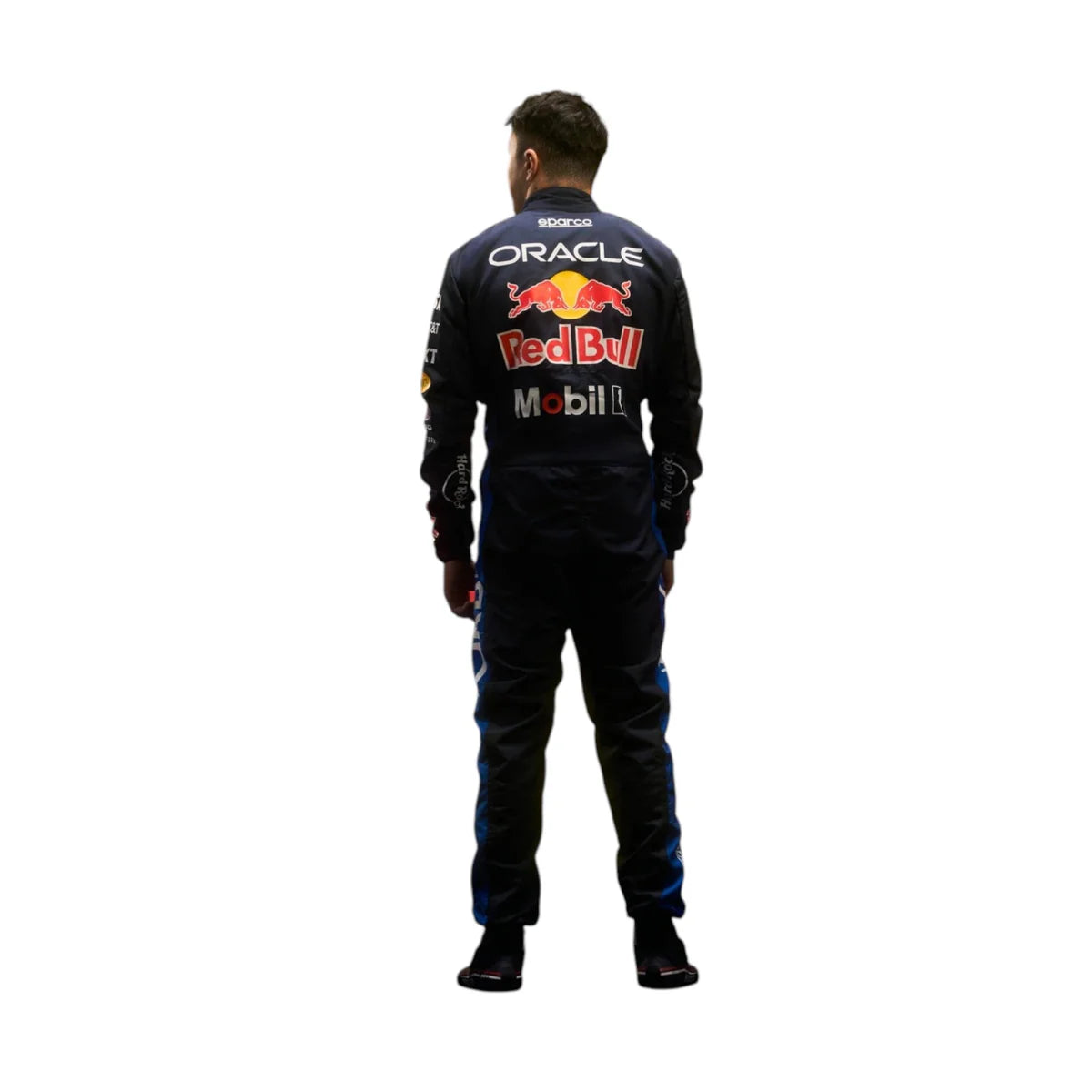 2026 Red Bull Racing Isack Hadjar replica Navy Blue and Yellow professional kart racing suit - Racers Factory back