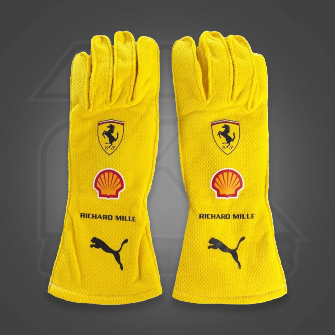 Yellow Ferrari Racing Gloves Replica – High-Grip Karting & Sim Racing