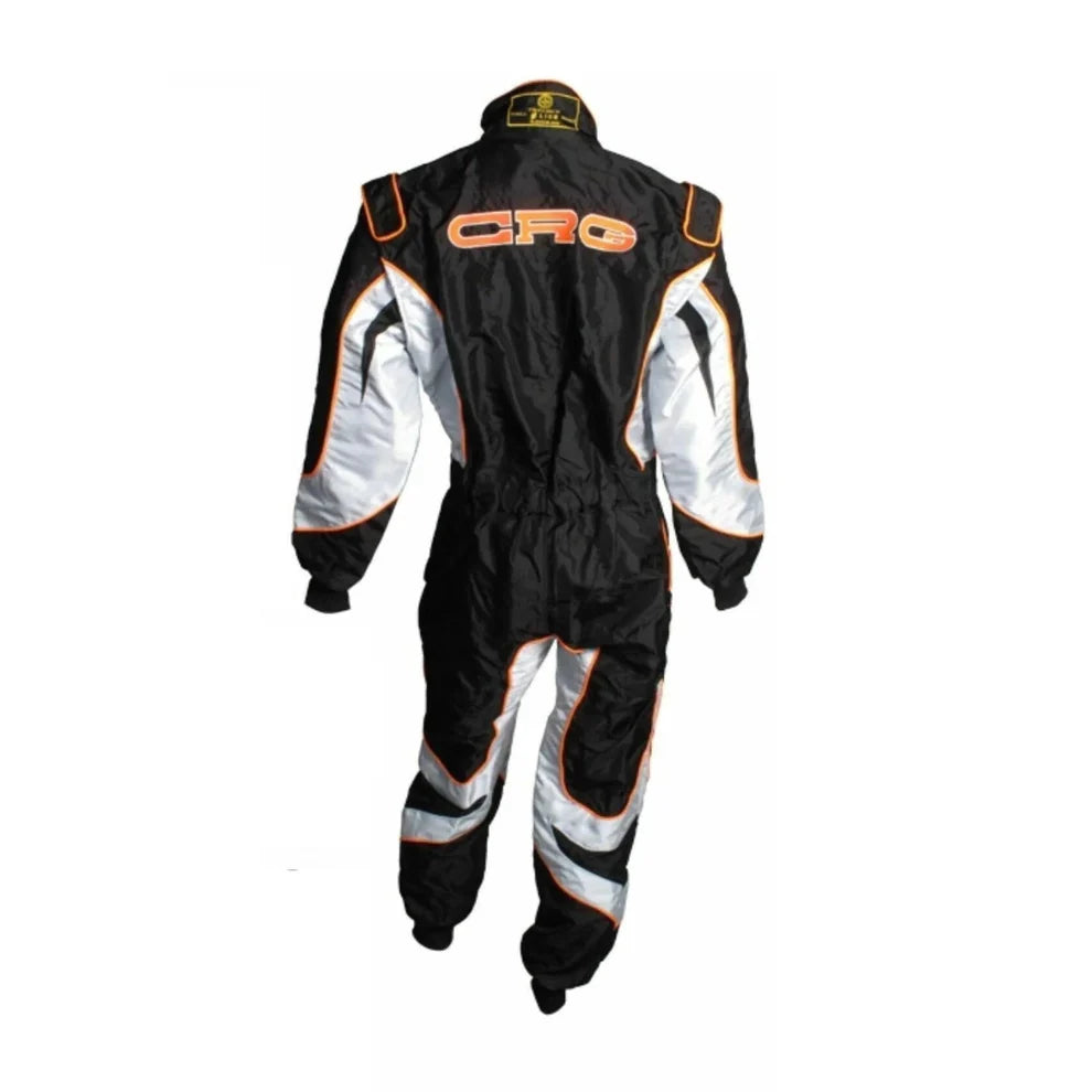 2015 CRG inspired Orange Black and Yellow professional go-kart racing suit - Racers Factory