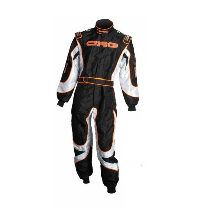 2015 CRG inspired Orange Black and Yellow professional go-kart racing suit - Racers Factory