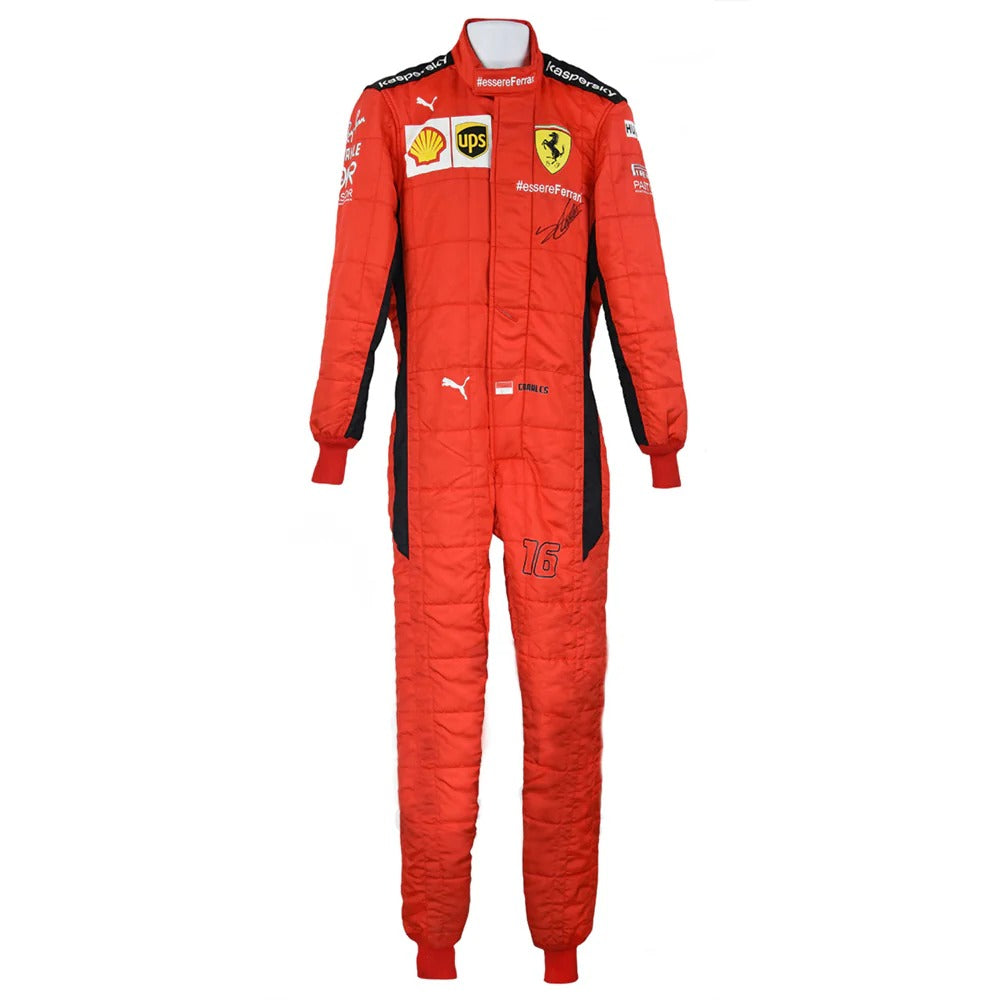 Charles Leclerc 2021 inspired Gradient Red Ferrari karting suit - Racers Factory
