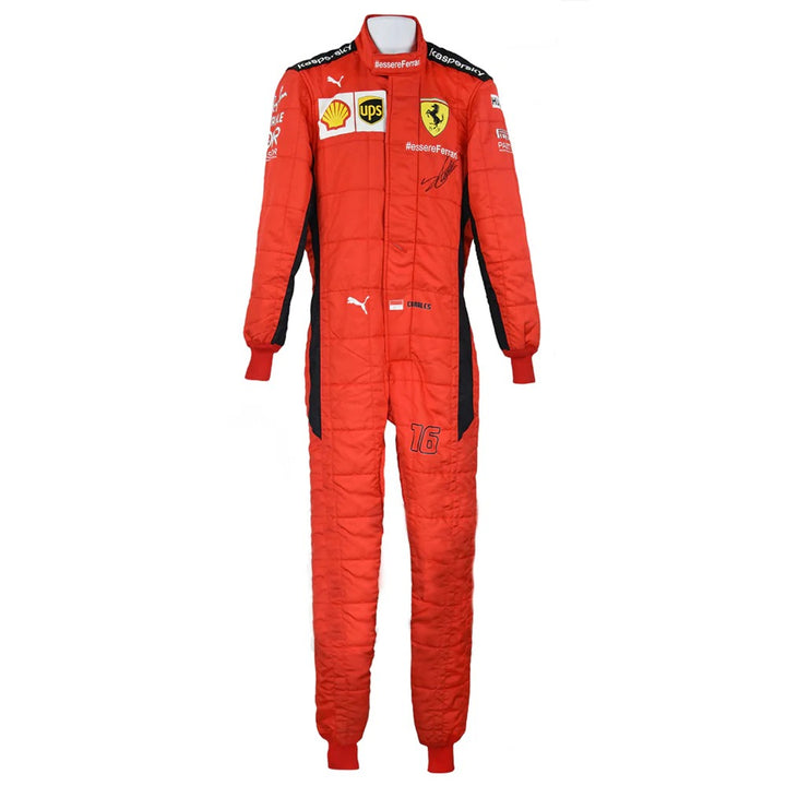 Charles Leclerc 2021 inspired Gradient Red Ferrari karting suit - Racers Factory