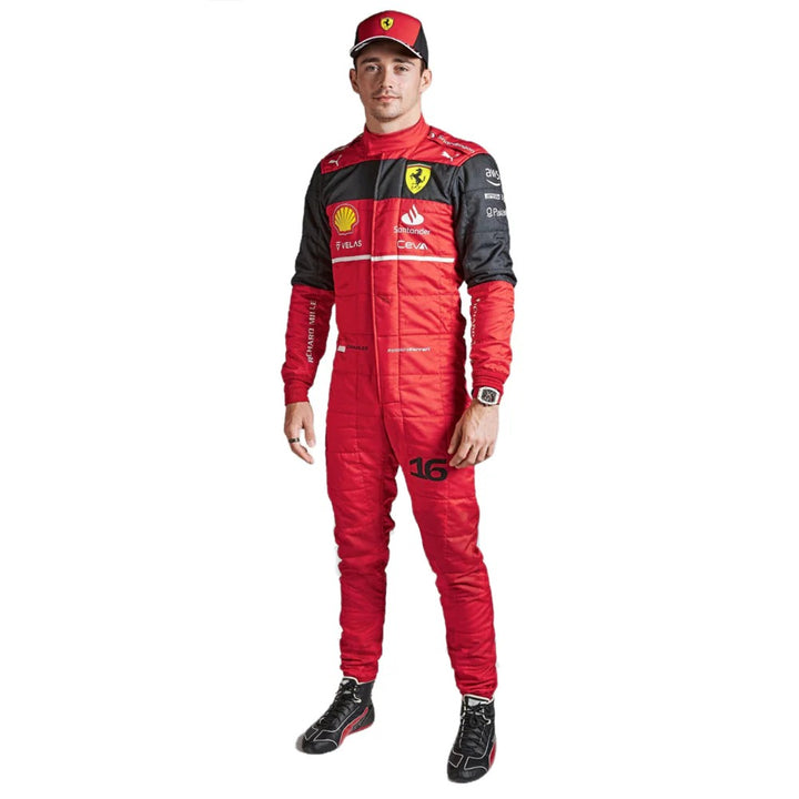 Charles Leclerc 2022 F1-75 inspired red and black karting suit - Racers Factory