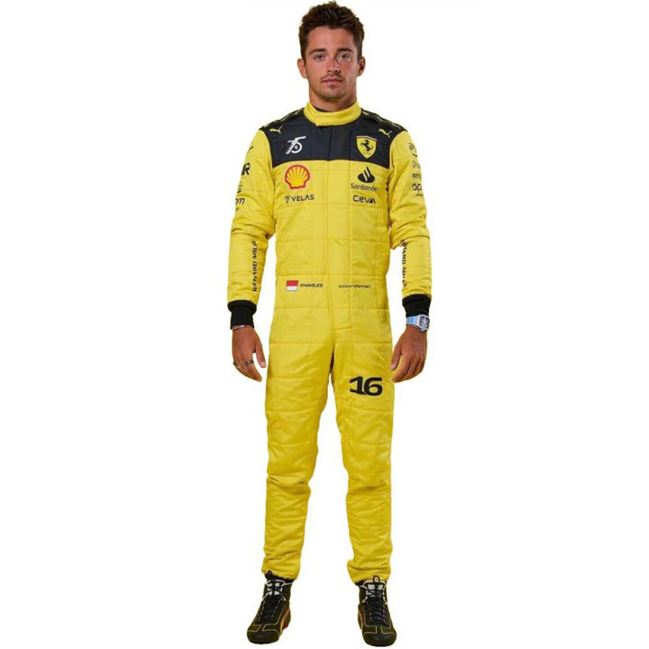 Charles Leclerc Monza GP 2022 Special Edition Yellow Ferrari suit - Racers Factory