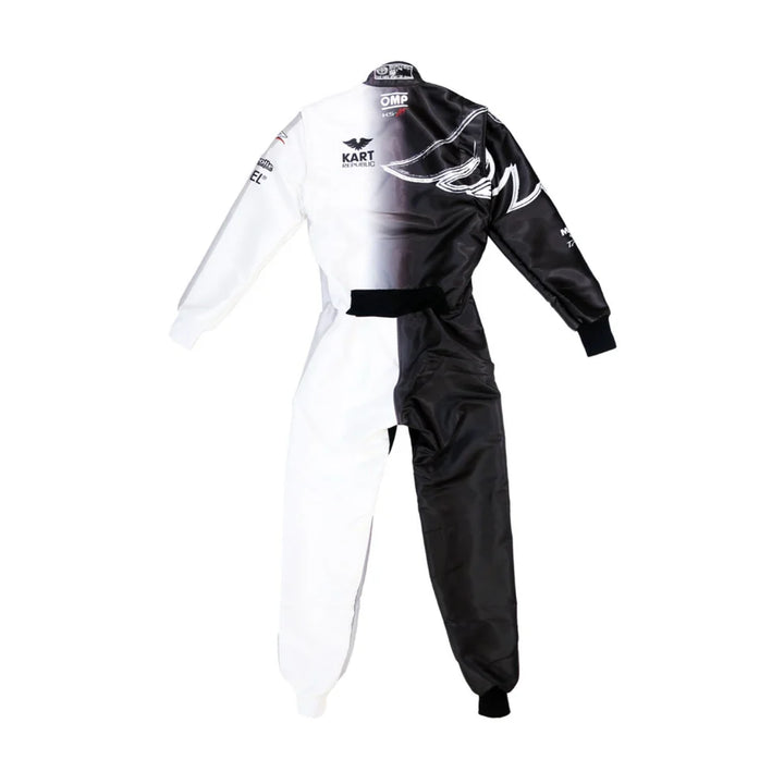 Kart Republic inspired Black and White professional monochrome kart racing suit - Racers Factory bak