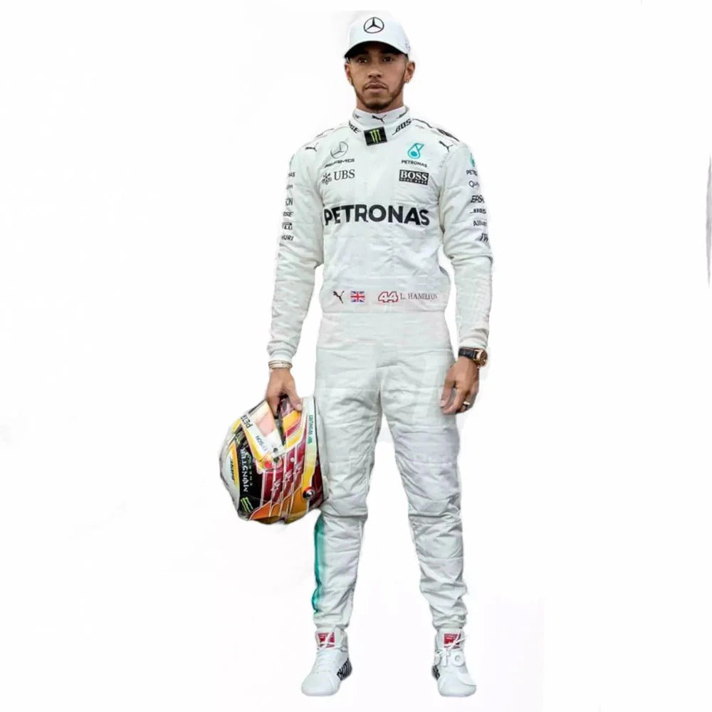 Lewis Hamilton 2016 Mercedes inspired White and Petronas karting suit - Racers Factory