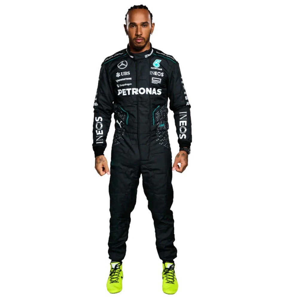 Lewis Hamilton 2021 Mercedes inspired Black and Teal karting suit - Racers Factory